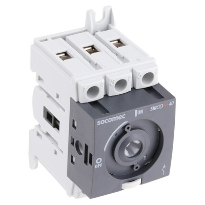 Socomec 3P Pole Isolator Switch - 40A Maximum Current, 18.5kW Power Rating, IP20