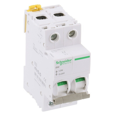 Schneider Electric 2P Pole DIN Rail Isolator Switch - 40A Maximum Current, IP20