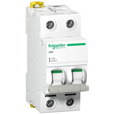 Schneider Electric 2P Pole DIN Rail Isolator Switch - 40A Maximum Current, IP20
