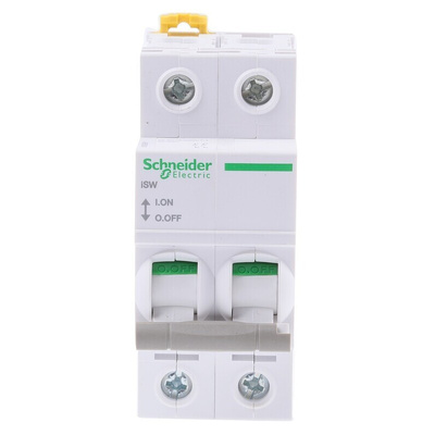 Schneider Electric 2P Pole DIN Rail Isolator Switch - 40A Maximum Current, IP20