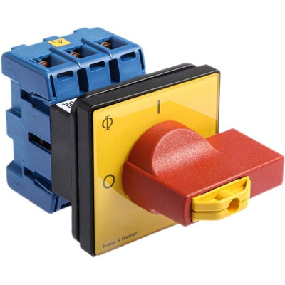 Kraus & Naimer 3P Pole Panel Mount Isolator Switch - 40A Maximum Current, 15kW Power Rating, IP65