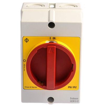Kraus & Naimer 4P Pole Isolator Switch - 25A Maximum Current, 7.5kW Power Rating, IP66, IP67