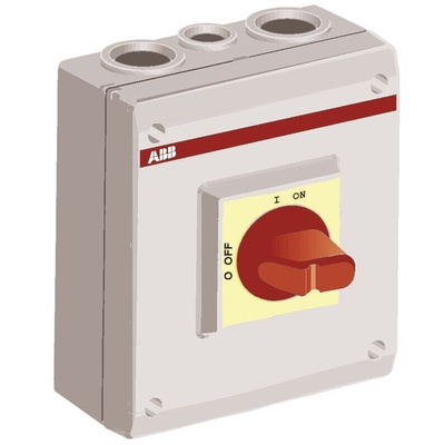 ABB 3P Pole Isolator Switch - 23A Maximum Current, 7.5kW Power Rating, IP65