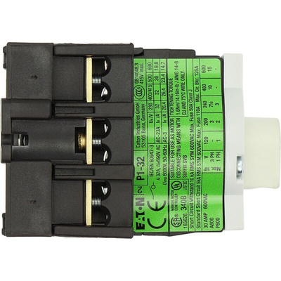 Eaton 3P Pole Panel Mount Isolator Switch - 32A Maximum Current, 18.5kW Power Rating, IP65