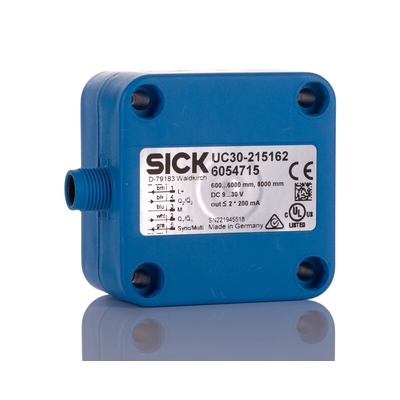 Sick UC30 Series Ultrasonic Block-Style Proximity Sensor, 600 → 6000 mm Detection, PNP Output, 9 → 30 V,