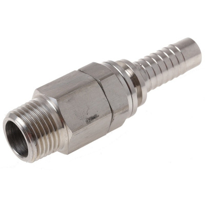 RS PRO Stainless Steel Hose Connector, 1/2 in BSP Male, 20 bar