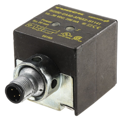 Turck Inductive Block-Style Proximity Sensor, 20 mm Detection, PNP Output, 10 → 30 V dc, IP67