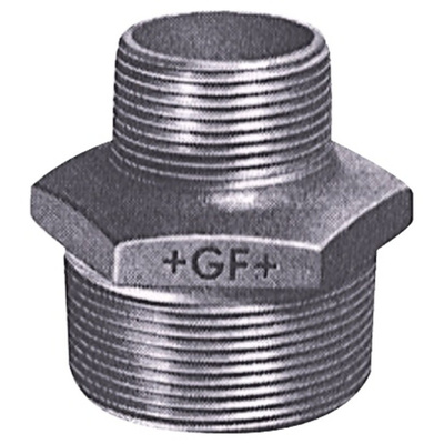 Georg Fischer Malleable Iron Fitting Reducer Hexagon Nipple, 3/4 in BSPT Male (Connection 1), 1/2 in BSPT Male