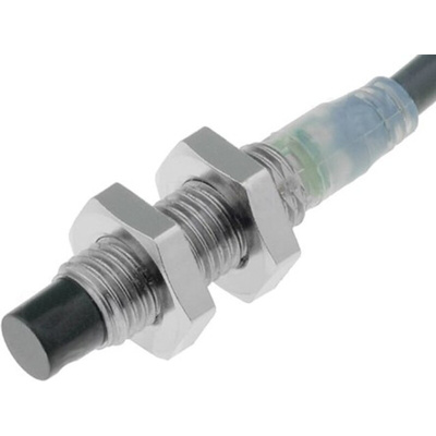Omron Inductive Barrel-Style Proximity Sensor, M8 x 1, 4 mm Detection, PNP Output, 12 → 24 V dc, IP67