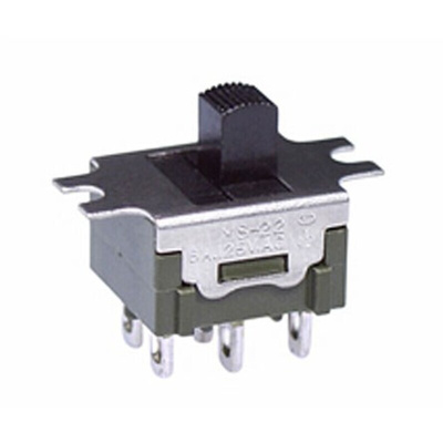 NKK Switches Panel Mount Slide Switch DPDT Latching 3 A @ 250 V ac, 6 A @ 125 V ac Top