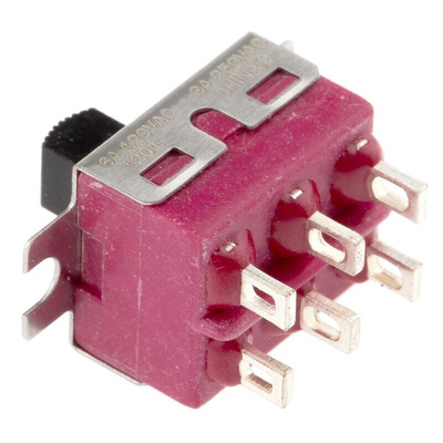 C & K Panel Mount Slide Switch DPDT Latching 6 A @ 120 V ac, 6 A @ 28 V dc Slide