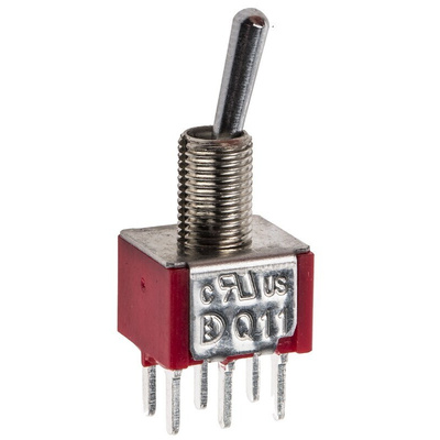 RS PRO Toggle Switch, PCB Mount, On-None-On, DPDT, Through Hole Terminal