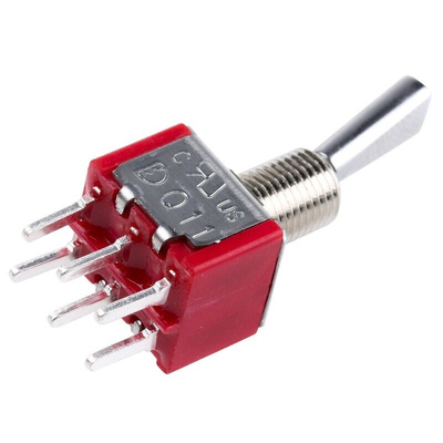 RS PRO Toggle Switch, PCB Mount, On-None-On, DPDT, Through Hole Terminal