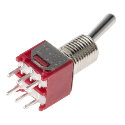 RS PRO Toggle Switch, PCB Mount, On-(On), DPDT, Through Hole Terminal