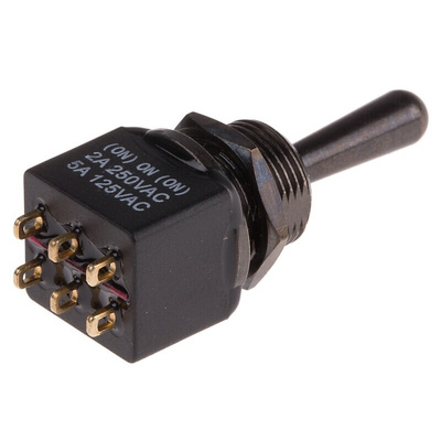 RS PRO Toggle Switch, PCB Mount, (On)-On-(On), DPDT, Solder Terminal