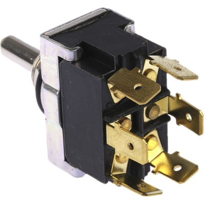 TE Connectivity Toggle Switch, Panel Mount, (On)-Off-(On), DPDT, Tab Terminal