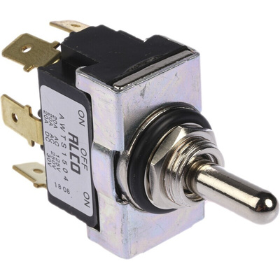 TE Connectivity Toggle Switch, Panel Mount, (On)-Off-(On), DPDT, Tab Terminal