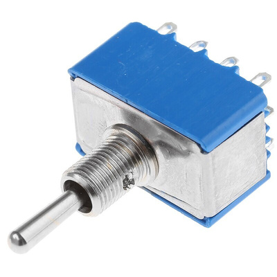 APEM Toggle Switch, Panel Mount, On-Off-On, 4PDT, Solder Terminal