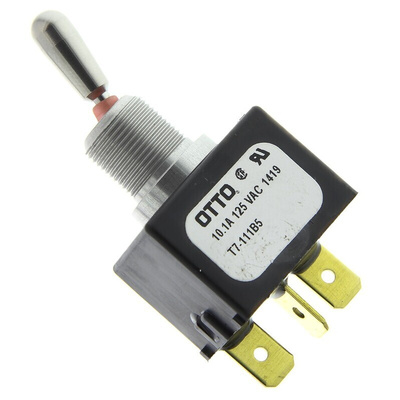 Otto Toggle Switch, Panel Mount, On-On, SPDT, Tab Terminal