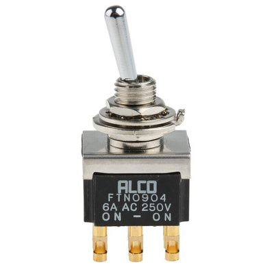 TE Connectivity Toggle Switch, Panel Mount, On-On, DPDT, Solder Terminal, 250V