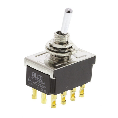 TE Connectivity Toggle Switch, Panel Mount, On-On, 4PDT, Solder Terminal, 125V ac