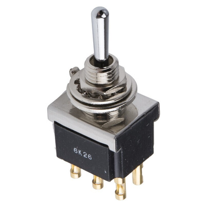 TE Connectivity Toggle Switch, Panel Mount, On-Off-On, DPDT, Solder Terminal, 250V