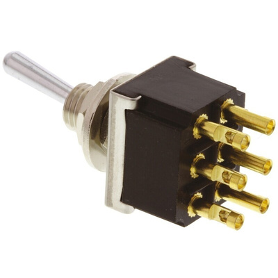 TE Connectivity Toggle Switch, Panel Mount, On-(On), DPDT, Solder Terminal, 125V ac
