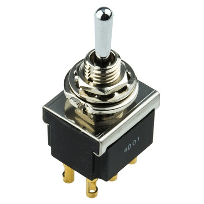 TE Connectivity Toggle Switch, Panel Mount, (On)-Off-(On), DPDT, Solder Terminal, 125V ac