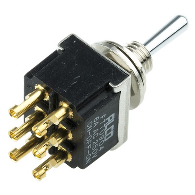 TE Connectivity Toggle Switch, Panel Mount, On-Off-(On), DPDT, Solder Terminal, 125V ac