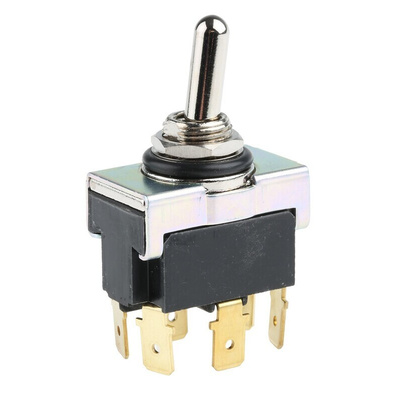 TE Connectivity Toggle Switch, Panel Mount, On-(On), DPDT, Tab Terminal