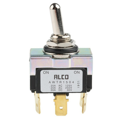 TE Connectivity Toggle Switch, Panel Mount, On-(On), DPDT, Tab Terminal