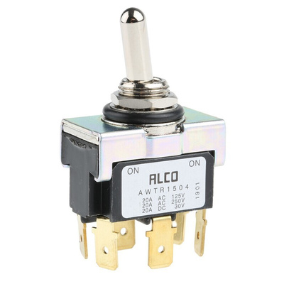 TE Connectivity Toggle Switch, Panel Mount, On-(On), DPDT, Tab Terminal