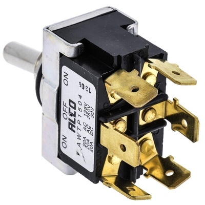 TE Connectivity Toggle Switch, Panel Mount, On-Off-On, DPDT, Tab Terminal
