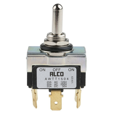 TE Connectivity Toggle Switch, Panel Mount, On-Off-(On), DPDT, Tab Terminal