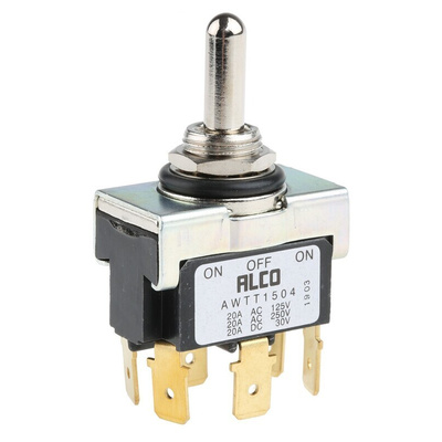 TE Connectivity Toggle Switch, Panel Mount, On-Off-(On), DPDT, Tab Terminal
