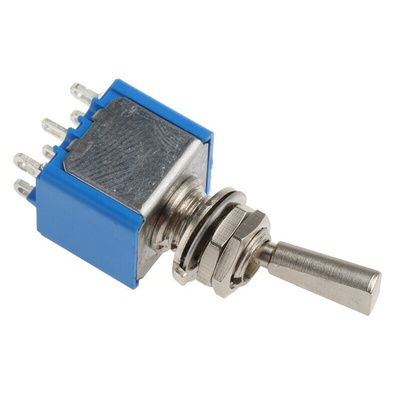 APEM Toggle Switch, Panel Mount, On-On, DPDT, Solder Terminal