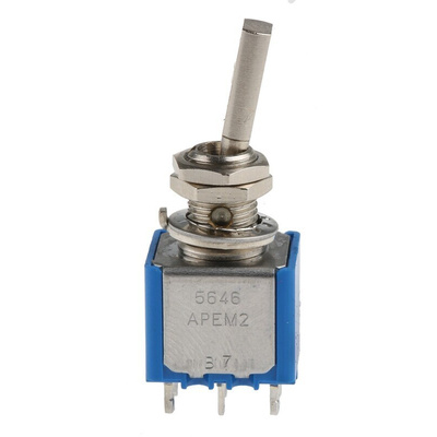 APEM Toggle Switch, Panel Mount, On-On, DPDT, Solder Terminal