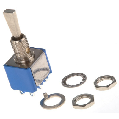 APEM Toggle Switch, Panel Mount, On-Off-On, DPDT, Solder Terminal