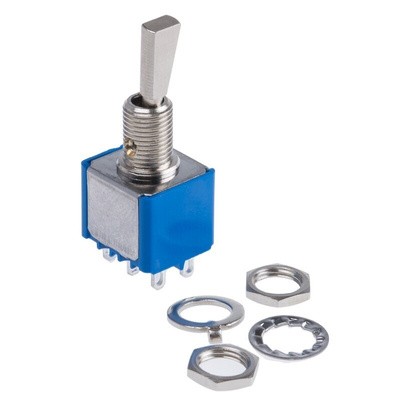 APEM Toggle Switch, Panel Mount, On-(On), DPDT, Solder Terminal