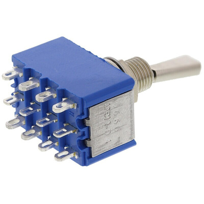 APEM Toggle Switch, Panel Mount, On-On, 4PDT, Solder Terminal