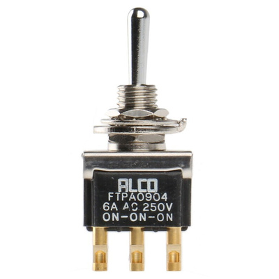 TE Connectivity Toggle Switch, Panel Mount, On-On-On, DPDT, Solder Terminal, 125V ac