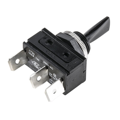 Arcolectric (Bulgin) Ltd Toggle Switch, Panel Mount, On-Off-On, SPDT, Tab Terminal