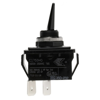 Arcolectric (Bulgin) Ltd Toggle Switch, Panel Mount, On-Off, DPST, Tab Terminal