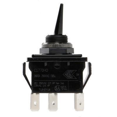 Arcolectric (Bulgin) Ltd Toggle Switch, Panel Mount, On-Off-On, DPDT, Tab Terminal