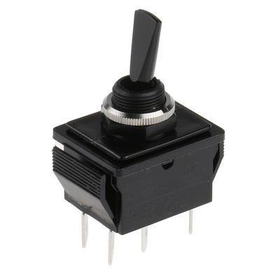 Arcolectric (Bulgin) Ltd Toggle Switch, Panel Mount, On-Off-On, DPDT, Tab Terminal