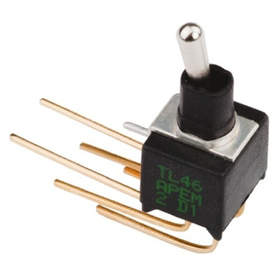 APEM Toggle Switch, PCB Mount, On-Off-On, SPDT, Through Hole Terminal