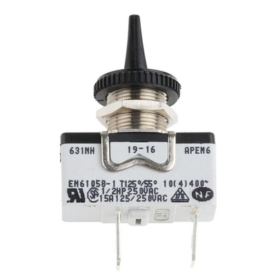 APEM Toggle Switch, Panel Mount, On-Off, SPST, Tab Terminal