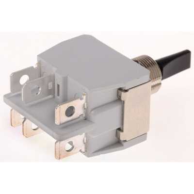APEM Toggle Switch, Panel Mount, On-Off-On, DPDT, Tab Terminal