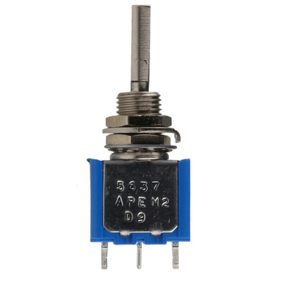 APEM Rotary Switch, Panel Mount, (On)-Off-(On), SPST, Solder Terminal