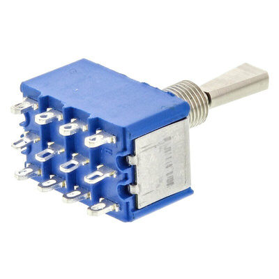 APEM Toggle Switch, Panel Mount, On-Off-On, 4PDT, Solder Terminal
